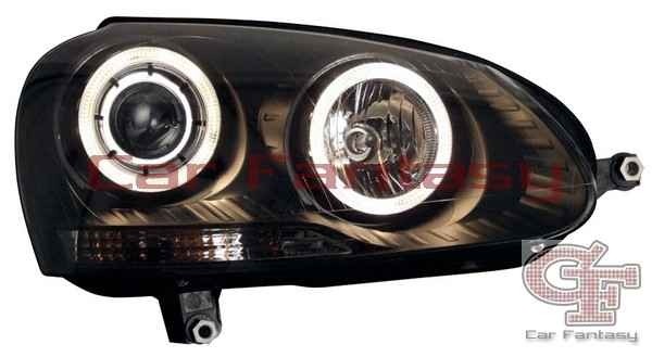 Koplampen VW Golf V Angel Eyes zwart