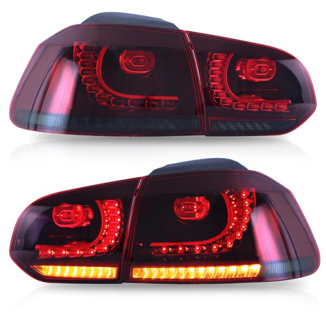 Achterlichten led VW Golf VI 10/08- R-look Dynamic LED Donker Rood/Smoke