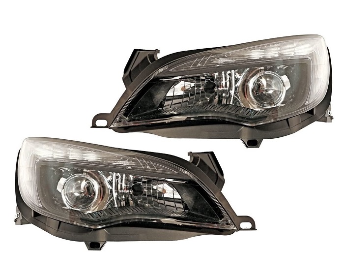 Koplampen Opel Astra J 09-15 LED DRL Zwart