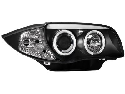 Koplampen BMW 1 Serie E87 Angel Eyes zwart