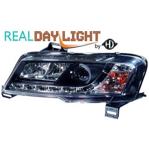 Koplampen Fiat Stilo 01-08 DRL LED Zwart