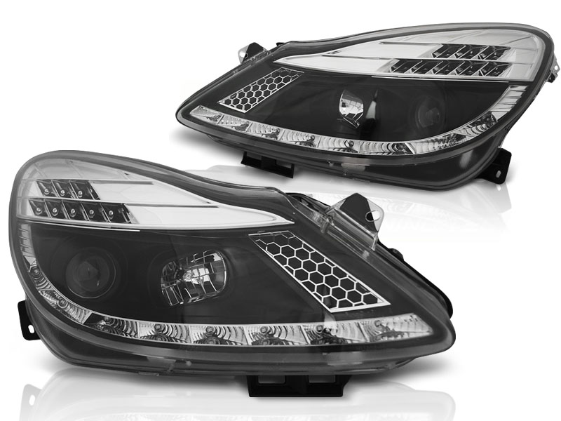 Koplampen Opel Corsa D 06-11 Dayline LED DRL Zwart