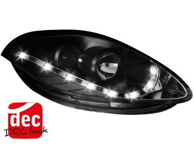 DRL-look Koplampen Fiat Bravo 07-10 Zwart