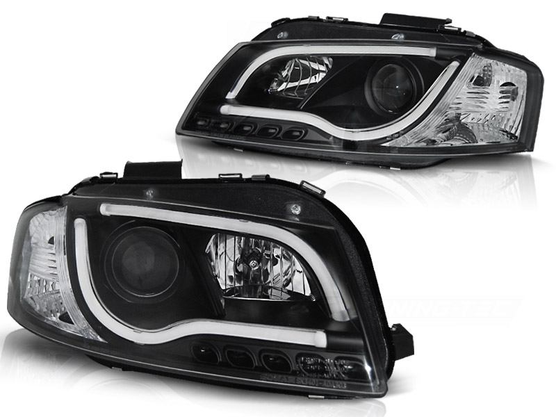 Koplampen Audi A3 8P Tube DRL Zwart