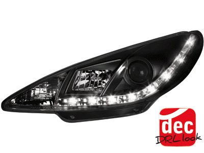 Koplampen Peugeot 206 99-07 Devil Eyes DRL look zwart