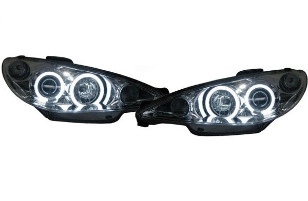 Koplampen Peugeot 206 02-.. + GTI Angel Eyes Ice CCFL