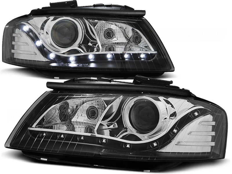 Koplampen Audi A3 8P 03-08 LED Devil Eyes DRL look zwart