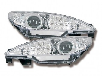 Koplampen Peugeot 206 98-05 Led dagrijlicht Chroom