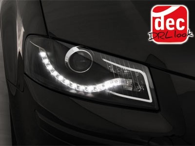 Koplampen Audi A3 8P 03-08 LED Devil Eyes DRL look zwart