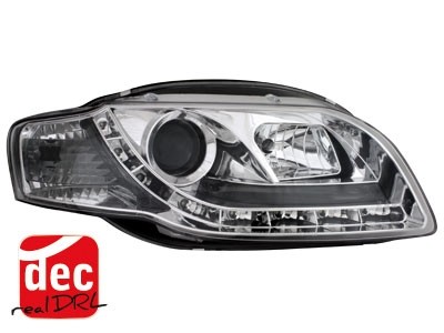 Koplampen Audi A4 B7 04-08 Devil Eyes real DRL LED Chroom