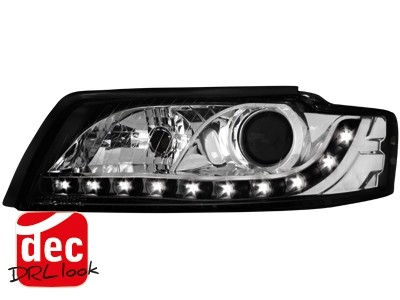 Koplampen Audi A4 8E Devil Eyes DRL look zwart