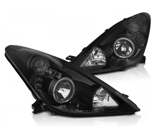 Koplampen Toyota Celica T230 99-05 Angel eye LED Zwart