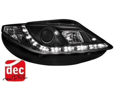 Koplampen Seat Ibiza 6J 08- Devil Eyes real DRL LED Zwart