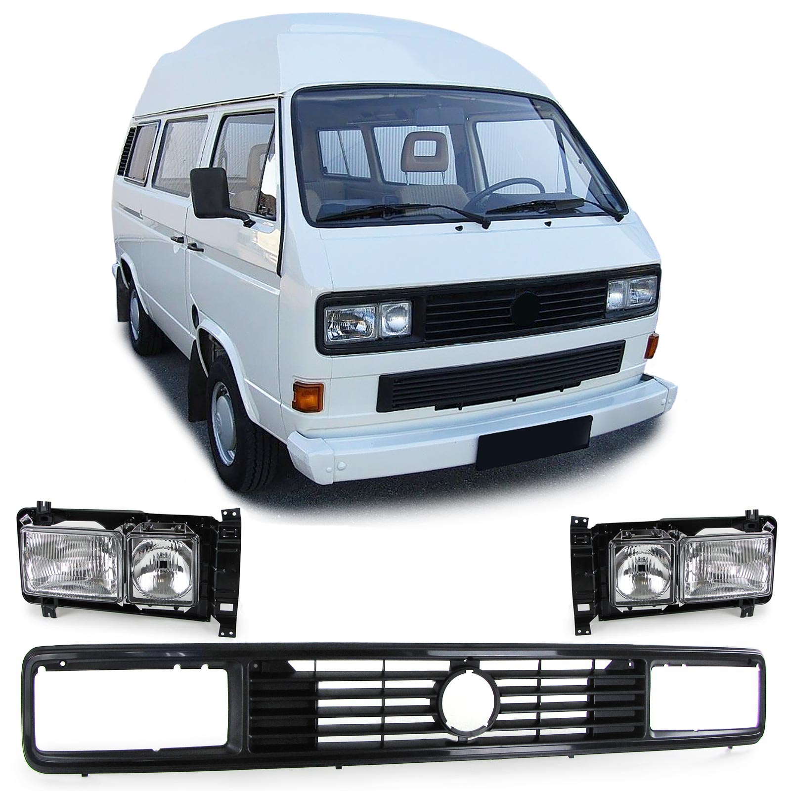 Koplampen + Grill VW Bus T2 / T3 Rechte neus