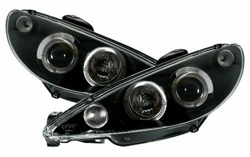 Koplampen Peugeot 206 02-06 Angel Eyes Zwart