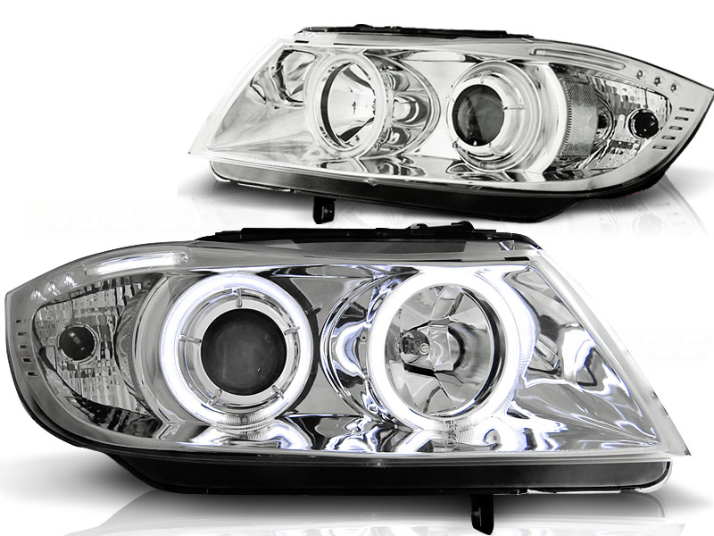 Koplampen BMW E90 E91  Angel Eyes CCFL Chrome