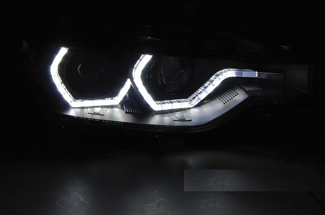 Koplampen BMW 3-Serie F30/F31 Angel Eyes LED DRL Zwart