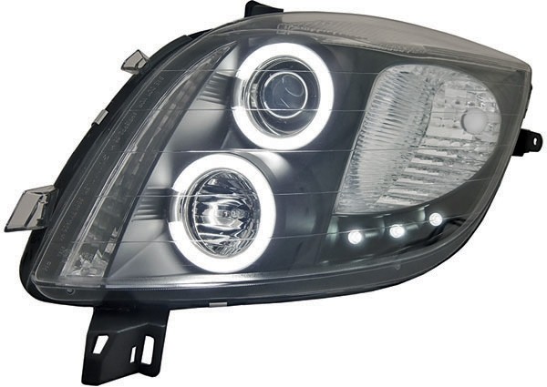 Koplampen Toyota Yaris angel eyes helder zwart 06-09