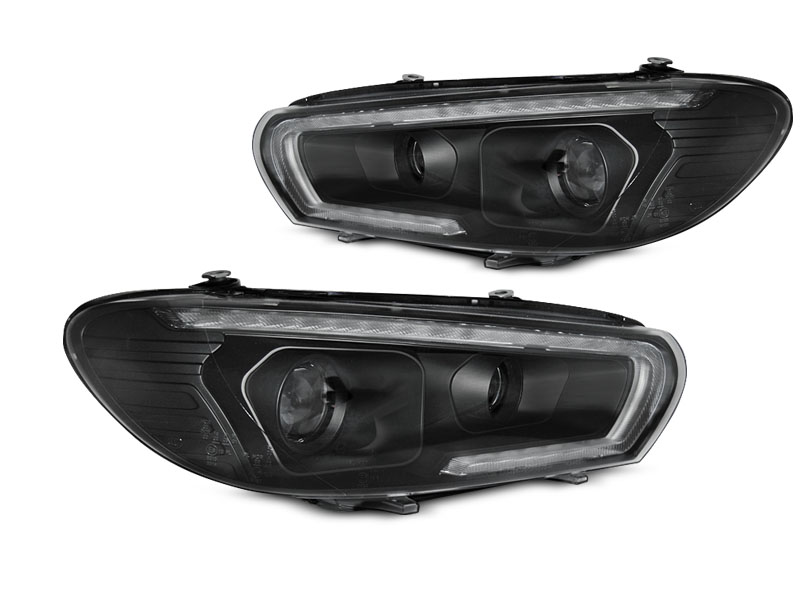 Koplampen VW Scirocco lll 08-14 DRL Dynamic LED Zwart Xenon