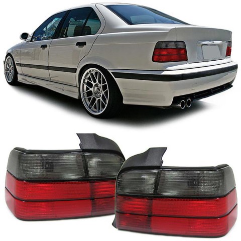 Achterlichten BMW E36 90-97 4 deurs Sedan rood/smoke