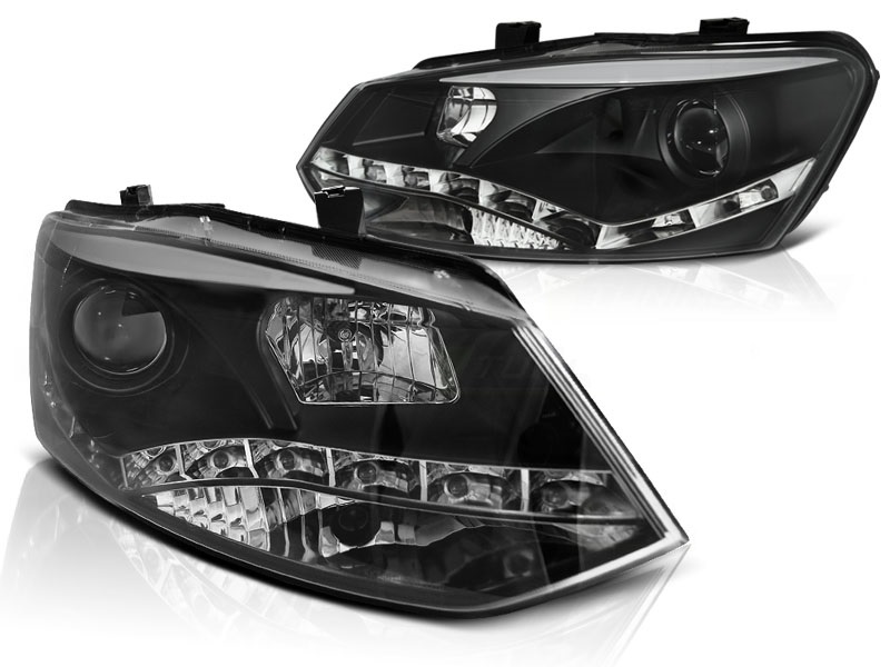 Koplampen VW Polo 6R 10-14 DRL look Devil Eyes Zwart