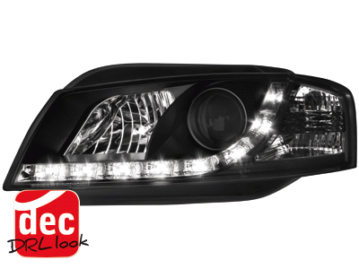 Koplampen Audi A3 8P 03-08 LED Devil Eyes DRL look zwart