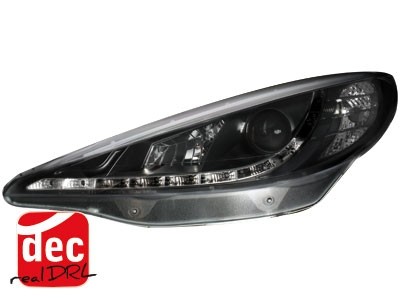 Koplampen Peugeot 207 06- Devil Eyes real DRL LED Zwart