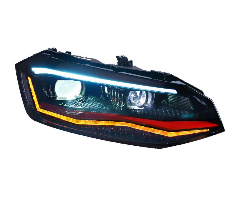 Koplampen VW Polo VI 2G 17-20 LED Dynamic Zwart/Rood