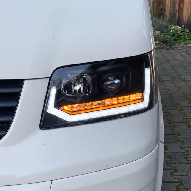 Koplampen VW T5 03-09 Devil Eyes real DRL LED Dynamisch