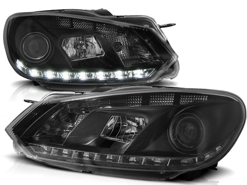 Koplampen VW Golf VI Devil Eyes DRL look zwart