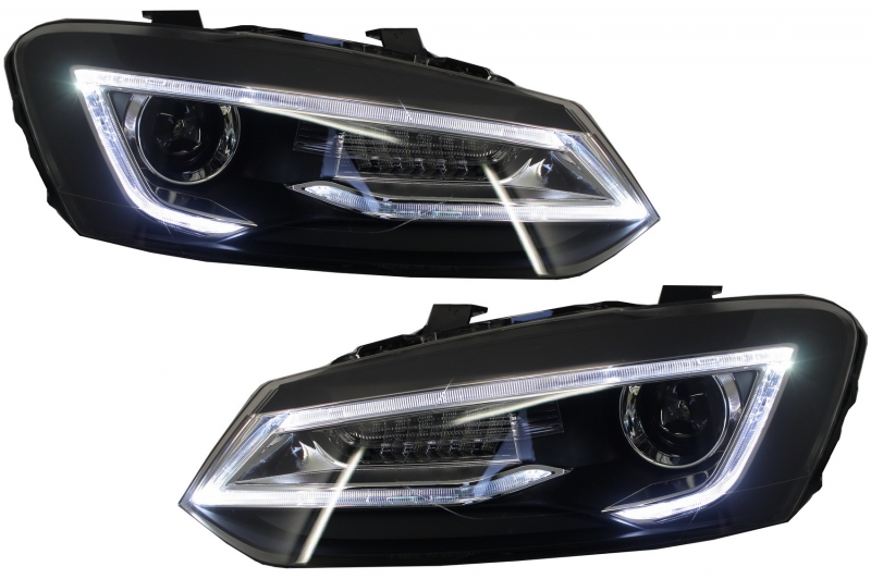 Koplampen VW Polo 6R LED Light Bar Devil Eye Look