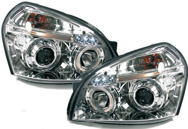 Koplampen Hyundai Tucson angel eyes chroom 04-