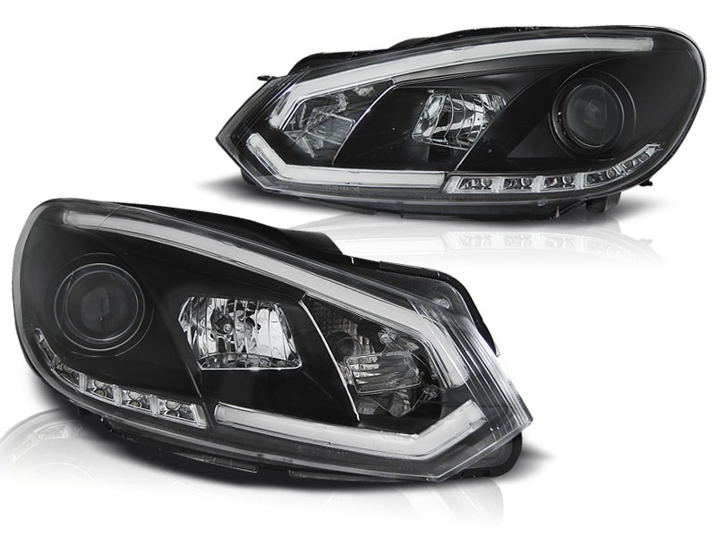 Koplampen VW Golf VI Tube Light LED zwart