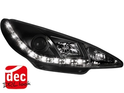 Koplampen Peugeot 206 99-07 Devil Eyes DRL look zwart