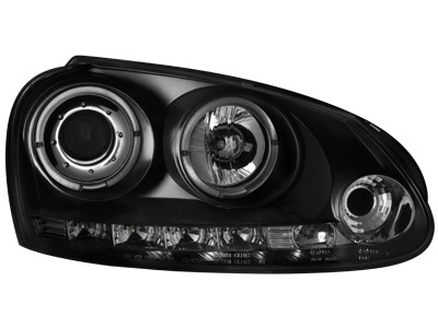 Koplampen VW Golf V Angel Eyes LED zwart