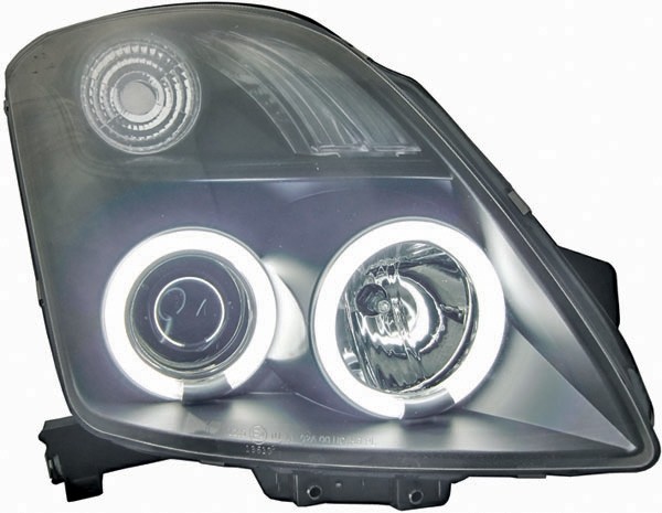 Koplampen Suzuki Swift 05-10 CCFL Angel Eyes Zwart