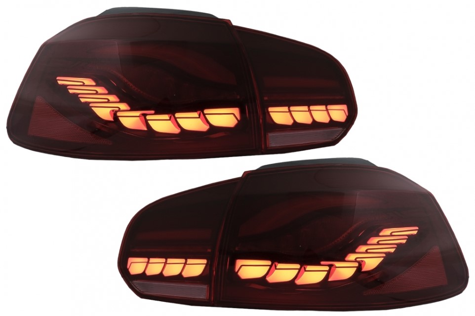 Achterlichten VW Golf VI 10/08- R-look Dynamic 3D LED Donker Rood