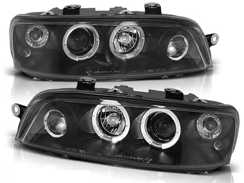 Koplampen Fiat Punto 99-03 Angel Eyes zwart