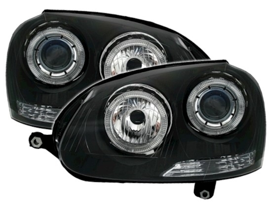 Koplampen VW Golf V Angel Eyes zwart