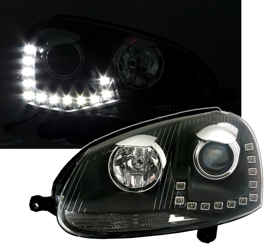 Koplampen VW Golf V DRL GTI DRL look zwart