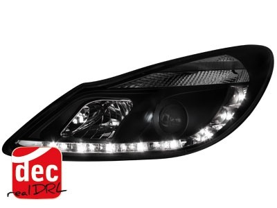 Koplampen Opel Corsa D 06 Devil Eyes real DRL LED Zwart