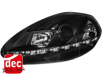 Koplampen Fiat Grande Punto 05-08 DRL look Zwart