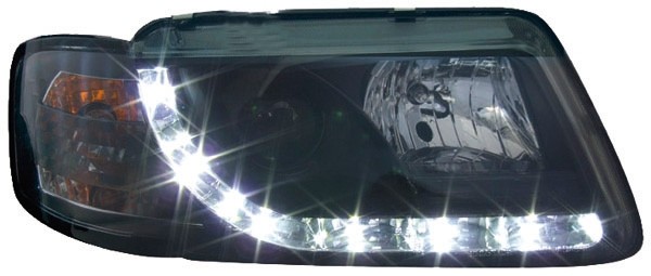 Koplampen Audi A3 8L 96-99 DRL look Zwart