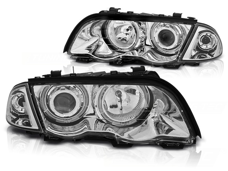 Koplampen BMW E46 98-01 Sedan/Touring LED Angel eyes Chroom