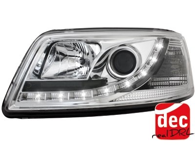 Koplampen VW T5 03-09 Devil Eyes real DRL LED Chroom