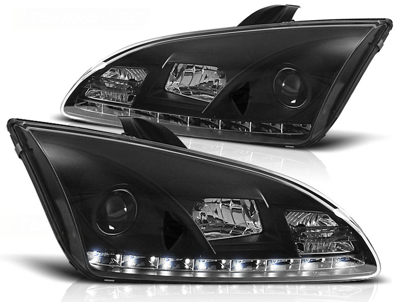 Koplampen Ford Focus 04-08 Devil Eyes DRL look zwart