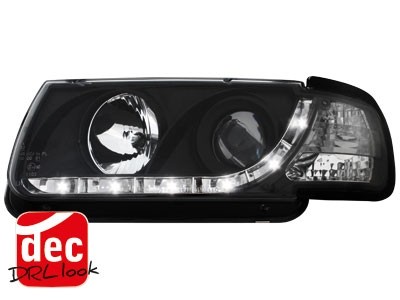 Koplampen VW Polo 6N DRL look Devil Eyes zwart