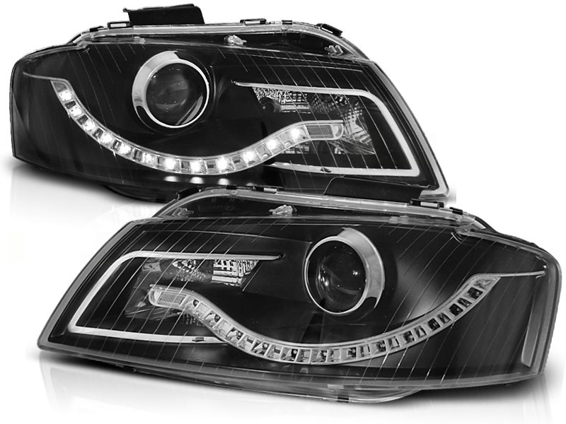 Koplampen Audi A3 8P 03-08 LED Devil Eyes DRL look zwart