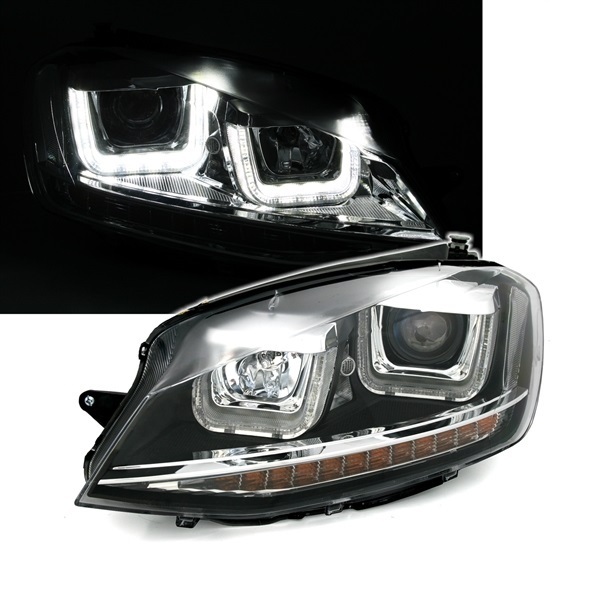 Koplampen VW Golf VII U-Tube LED Black