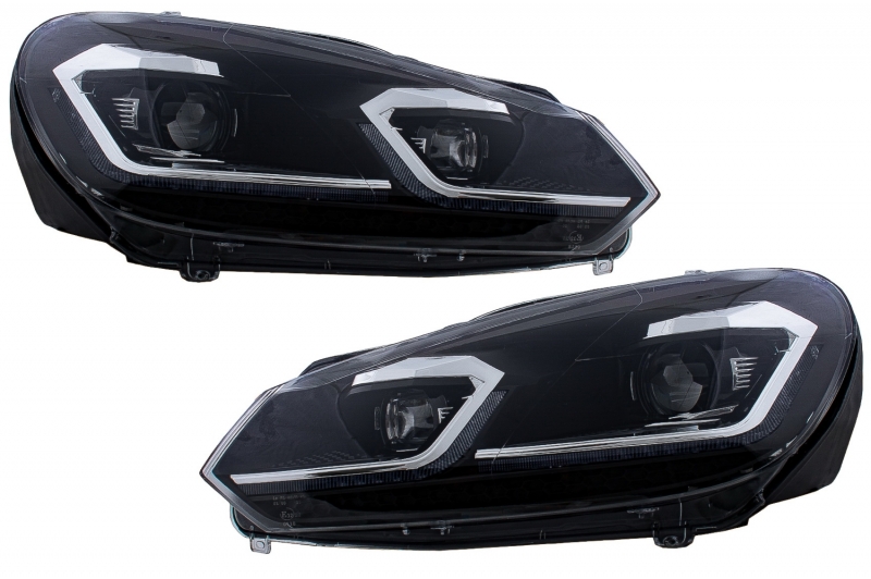 Koplampen VW Golf VI in Golf 7.5 Look Dynamic LED zwart